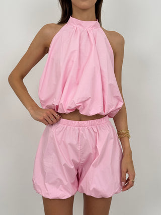 Set Coord Top e Shorts Fluffy Rosa