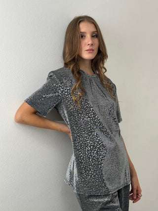 T-shirt laminé argent Leo