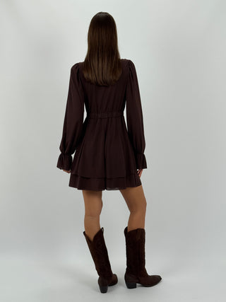 Abito Corto con Volant Nina Marrone