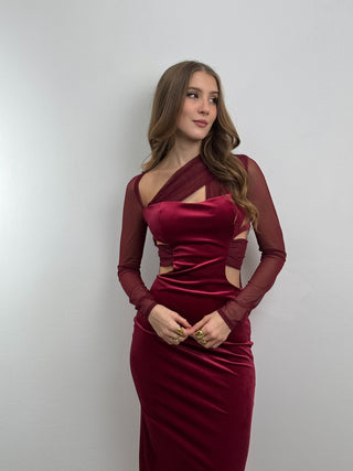 Robe mi-longue bordeaux Eclipse