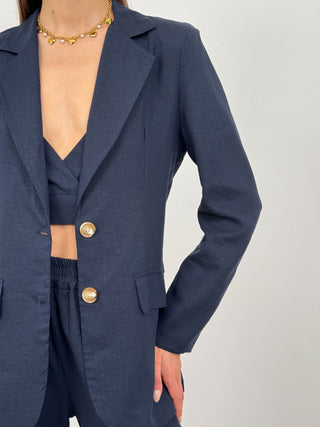 Blazer in Lino Vibes Blu