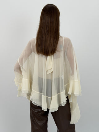 Blusa con Volant Crema