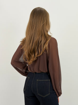 Blusa in Tulle Marrone