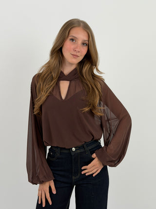Blusa in Tulle Marrone