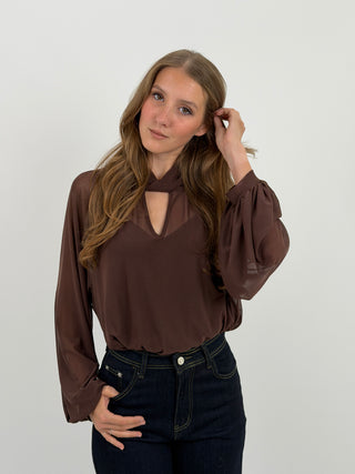 Blusa in Tulle Marrone