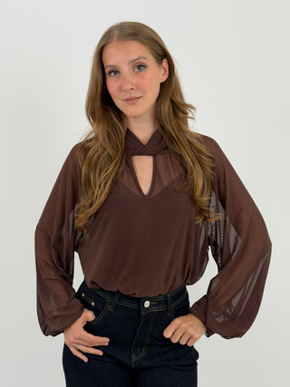Blusa in Tulle Marrone