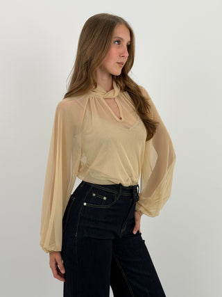 Blusa in Tulle Rosa Cipria