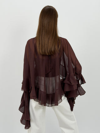 Blusa con Volant Marrone