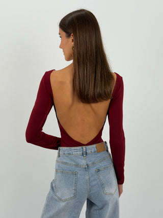 Body con Schiena Scoperta Bordeaux