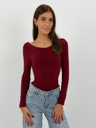 Body con Schiena Scoperta Bordeaux