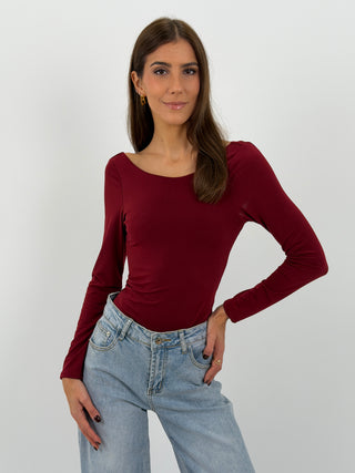 Body con Schiena Scoperta Bordeaux