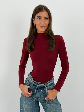 Body con Spalline e Schiena Scoperta Bordeaux
