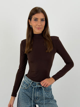 Body con Spalline e Schiena Scoperta Marrone