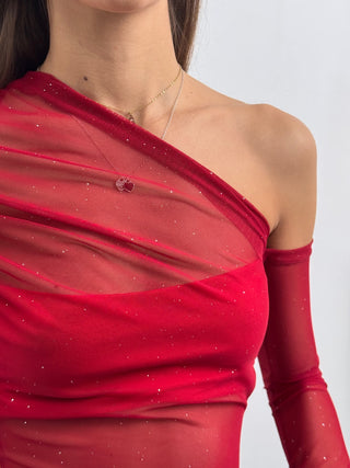 Body asymétrique rouge ambre