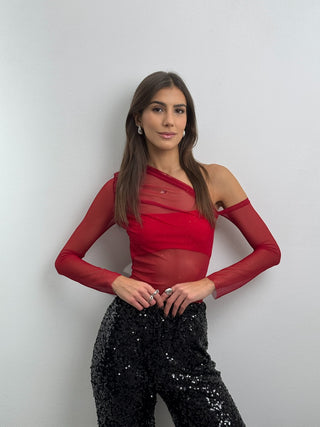 Body asymétrique rouge ambre