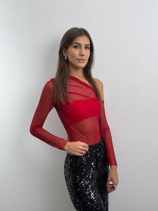 Body asymétrique rouge ambre