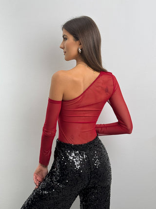 Body asymétrique rouge ambre