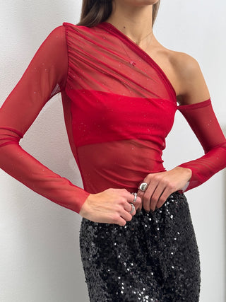 Body asymétrique rouge ambre