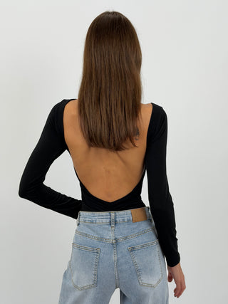 Body con Schiena Scoperta Nero