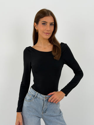 Body con Schiena Scoperta Nero