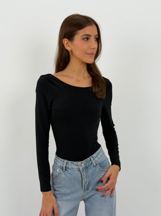Body con Schiena Scoperta Nero