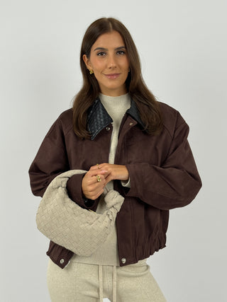 Borsa a Mano Knot Suede Beige
