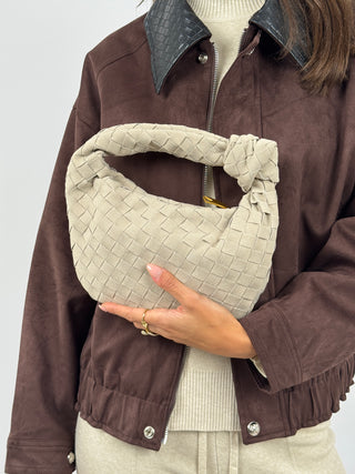 Borsa a Mano Knot Suede Beige