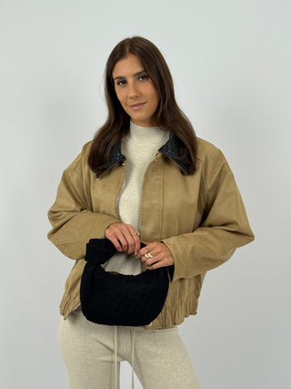 Borsa a Mano Knot Suede Nera