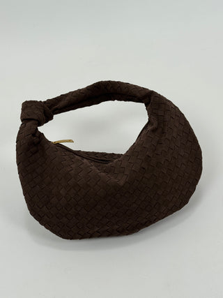 Borsa Knot Media Suede Marrone