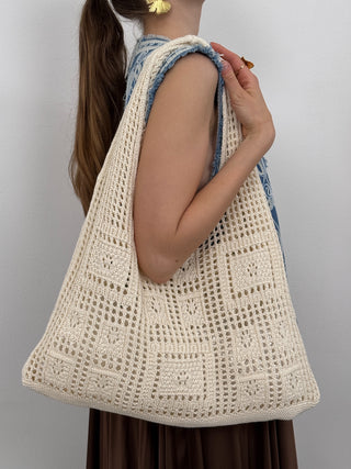 Borsa a Spalla Macramé Paros Crema