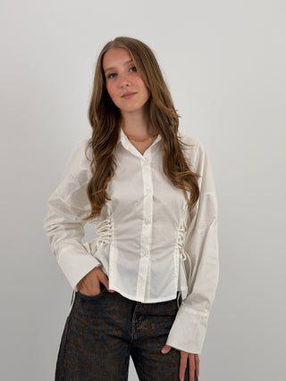 Camicia con Lacci Laterali Bianca