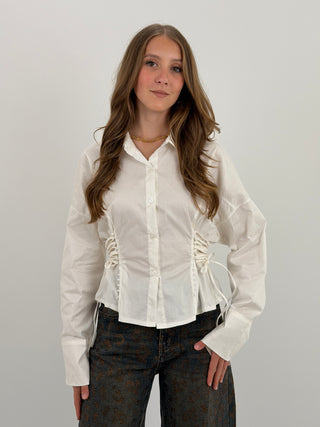 Camicia con Lacci Laterali Bianca