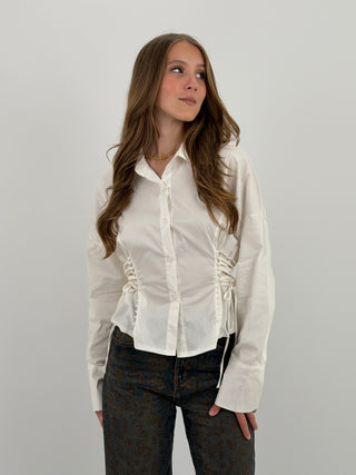 Camicia con Lacci Laterali Bianca