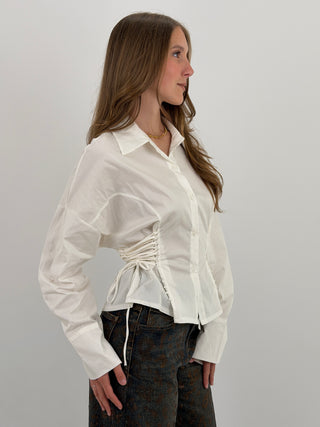 Camicia con Lacci Laterali Bianca