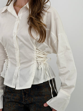 Camicia con Lacci Laterali Bianca