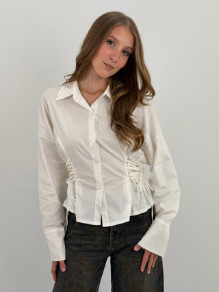 Camicia con Lacci Laterali Bianca