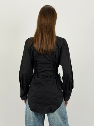 Camicia Lunga con Lacci Laterali Nera