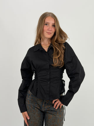Camicia con Lacci Laterali Nera