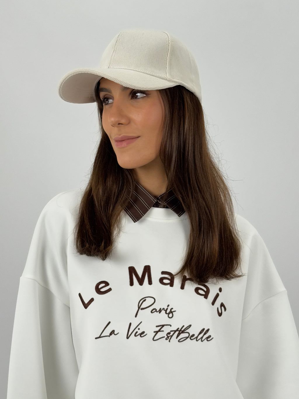 Cappello Bianco Sporco Con Frontino In Velluto Paloma Store