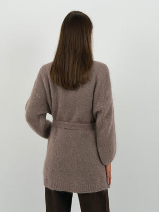Cardigan in Mohair con Cintura Cappuccino
