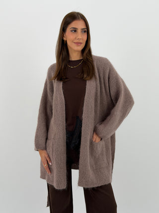 Cardigan in Mohair con Cintura Cappuccino