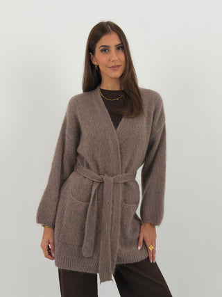 Cardigan in Mohair con Cintura Cappuccino