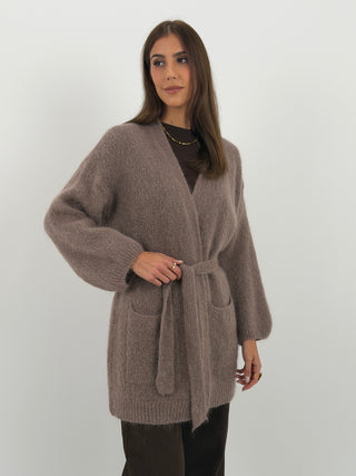 Cardigan in Mohair con Cintura Cappuccino