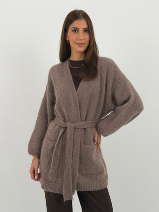 Cardigan in Mohair con Cintura Cappuccino