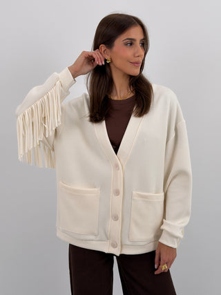 Cardigan Lumina con Frange e Bottoni Burro