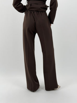 Tailleur Giacca e Pantalone Emily con Cintura Marrone