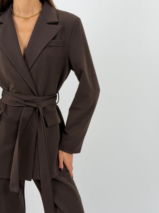 Tailleur Giacca e Pantalone Emily con Cintura Marrone