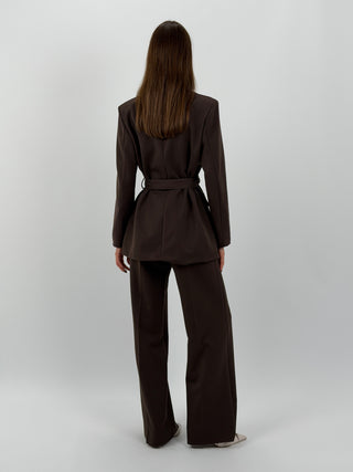 Tailleur Giacca e Pantalone Emily con Cintura Marrone