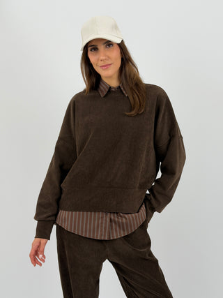 Tuta Jeanne in Velluto Marrone