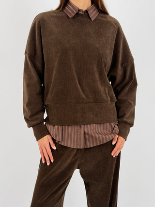 Tuta Jeanne in Velluto Marrone